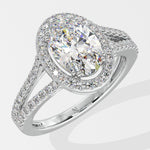 1.5 ct Oval Halo Split Shank Ring - House Of Quadri