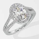 1.5 ct Oval Halo Split Shank Ring - House Of Quadri