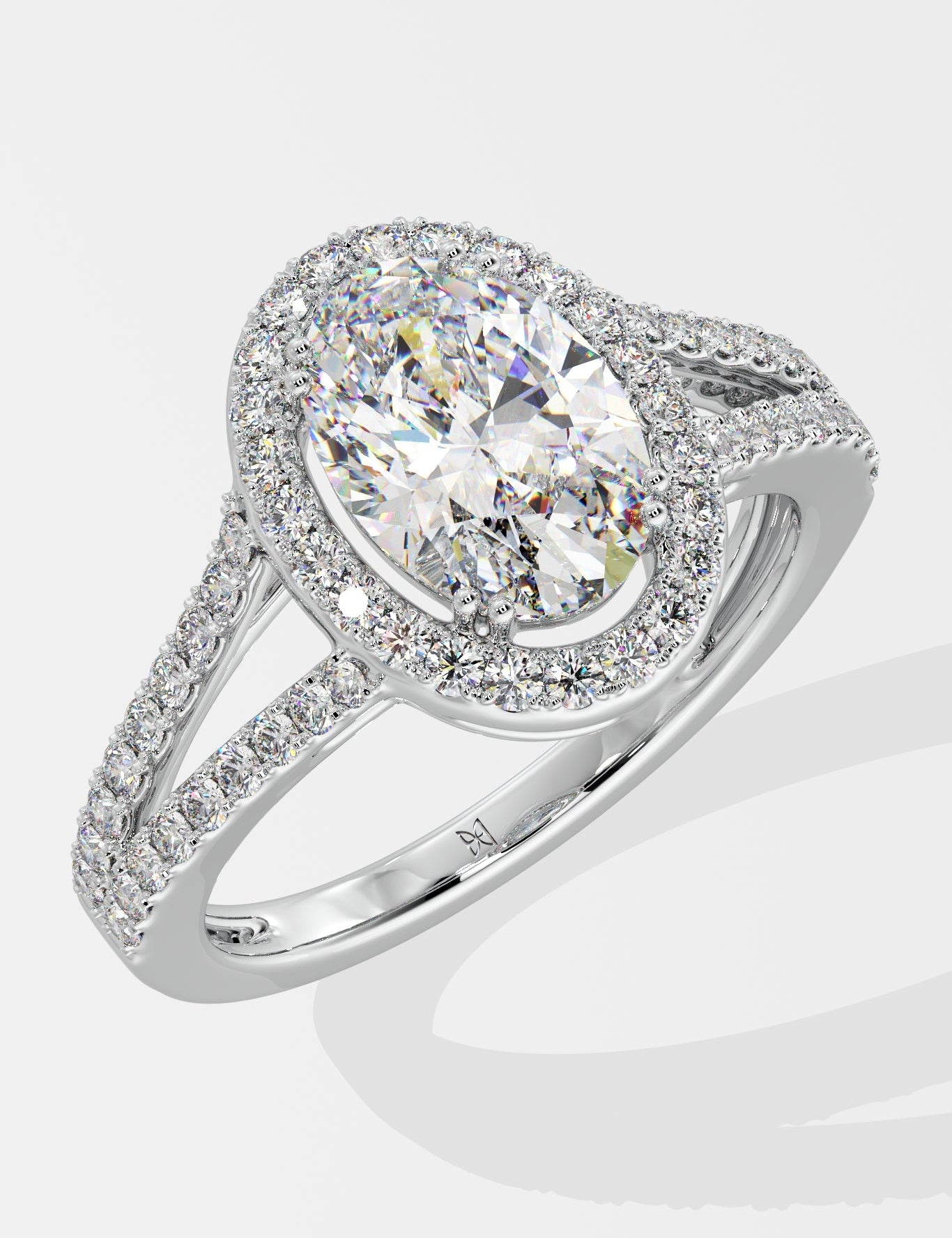 1.5 ct Oval Halo Split Shank Ring - House Of Quadri