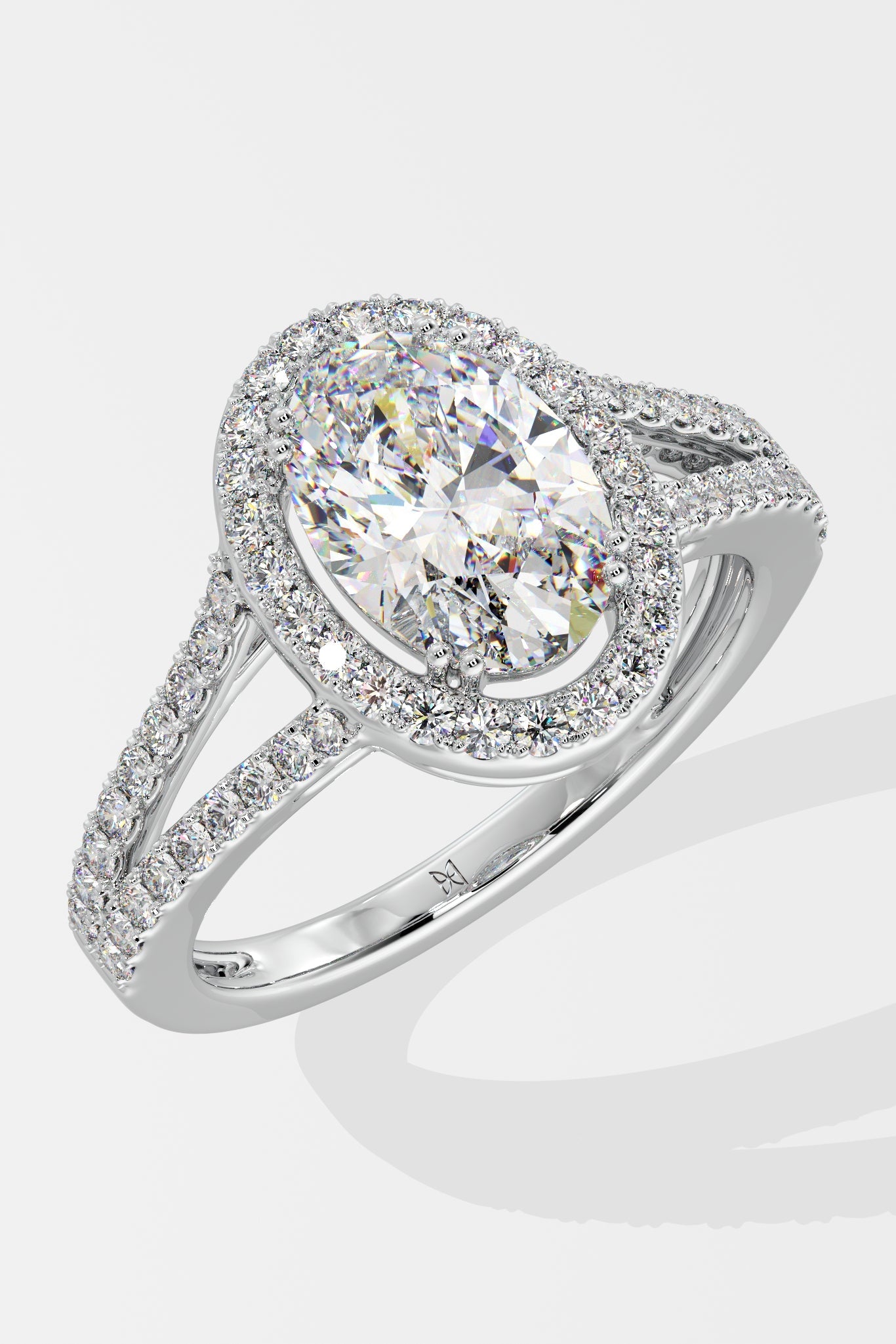 1.5 ct Oval Halo Split Shank Ring - House Of Quadri