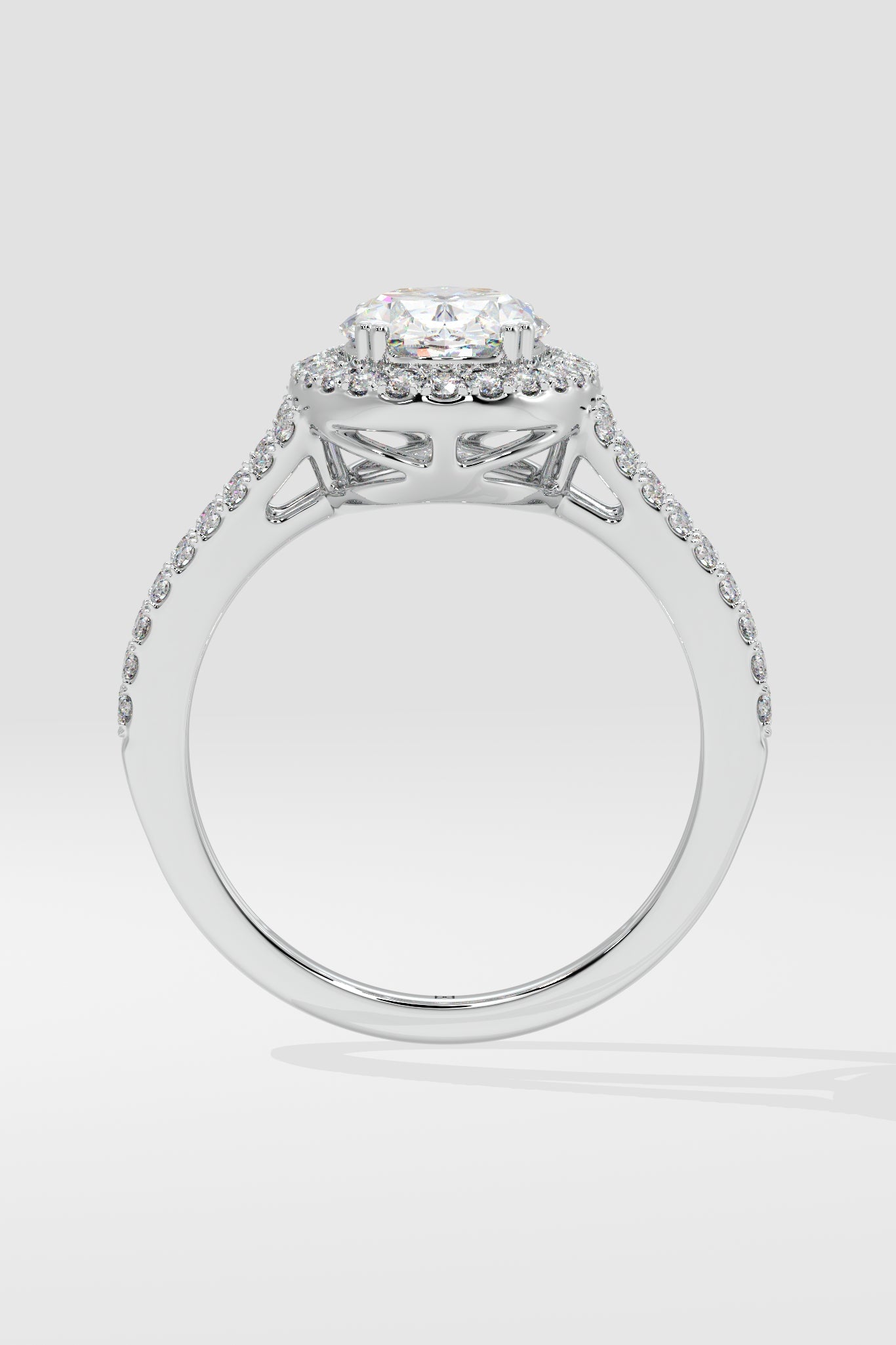 1.5 ct Oval Halo Split Shank Ring - House Of Quadri