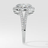 1.5 ct Oval Halo Split Shank Ring - House Of Quadri