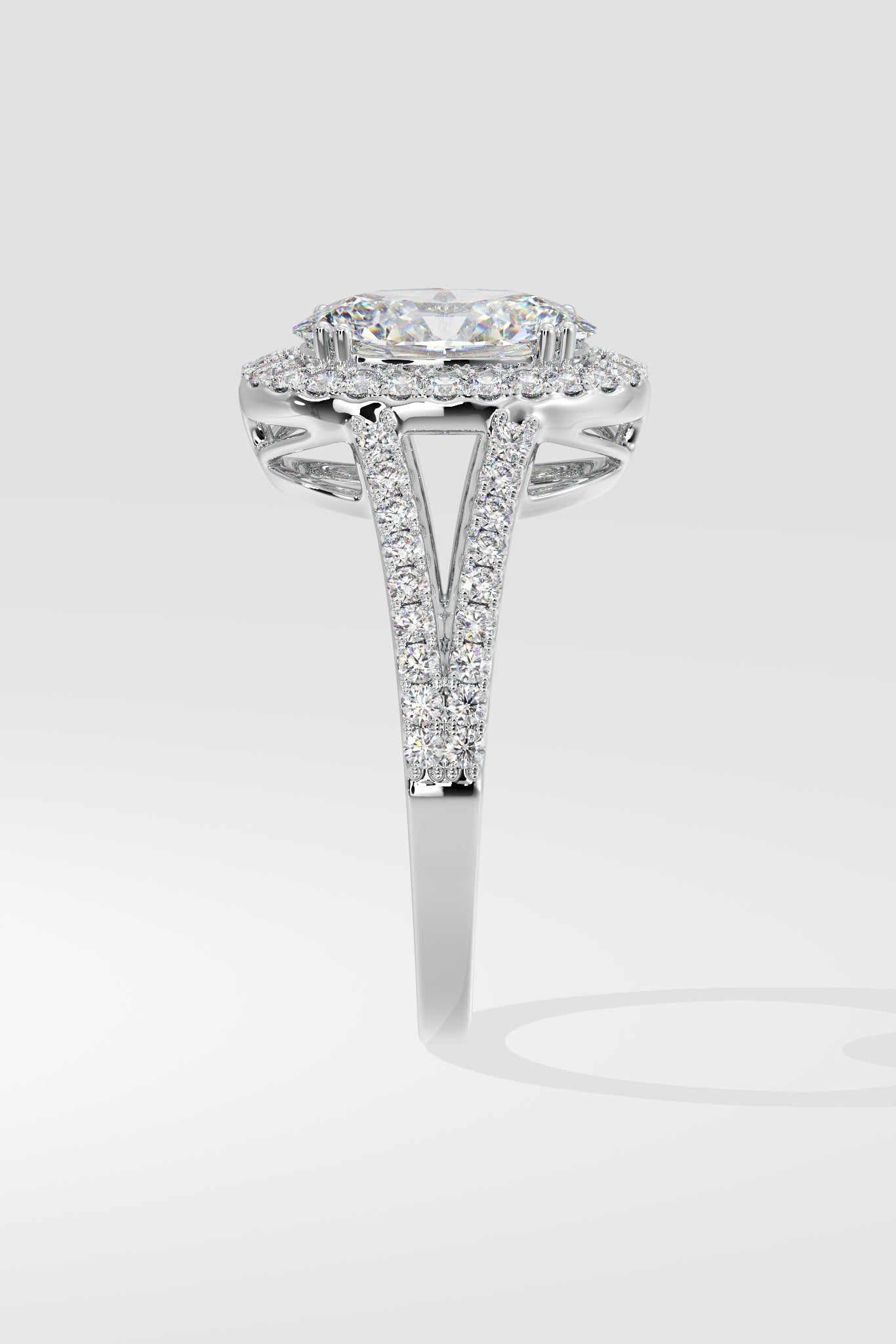 1.5 ct Oval Halo Split Shank Ring - House Of Quadri