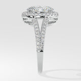 1.5 ct Oval Halo Split Shank Diamond Ring