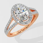 1.5 ct Oval Halo Split Shank Ring - House Of Quadri