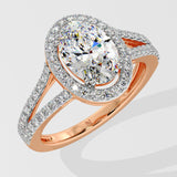 1.5 ct Oval Halo Split Shank Ring - House Of Quadri