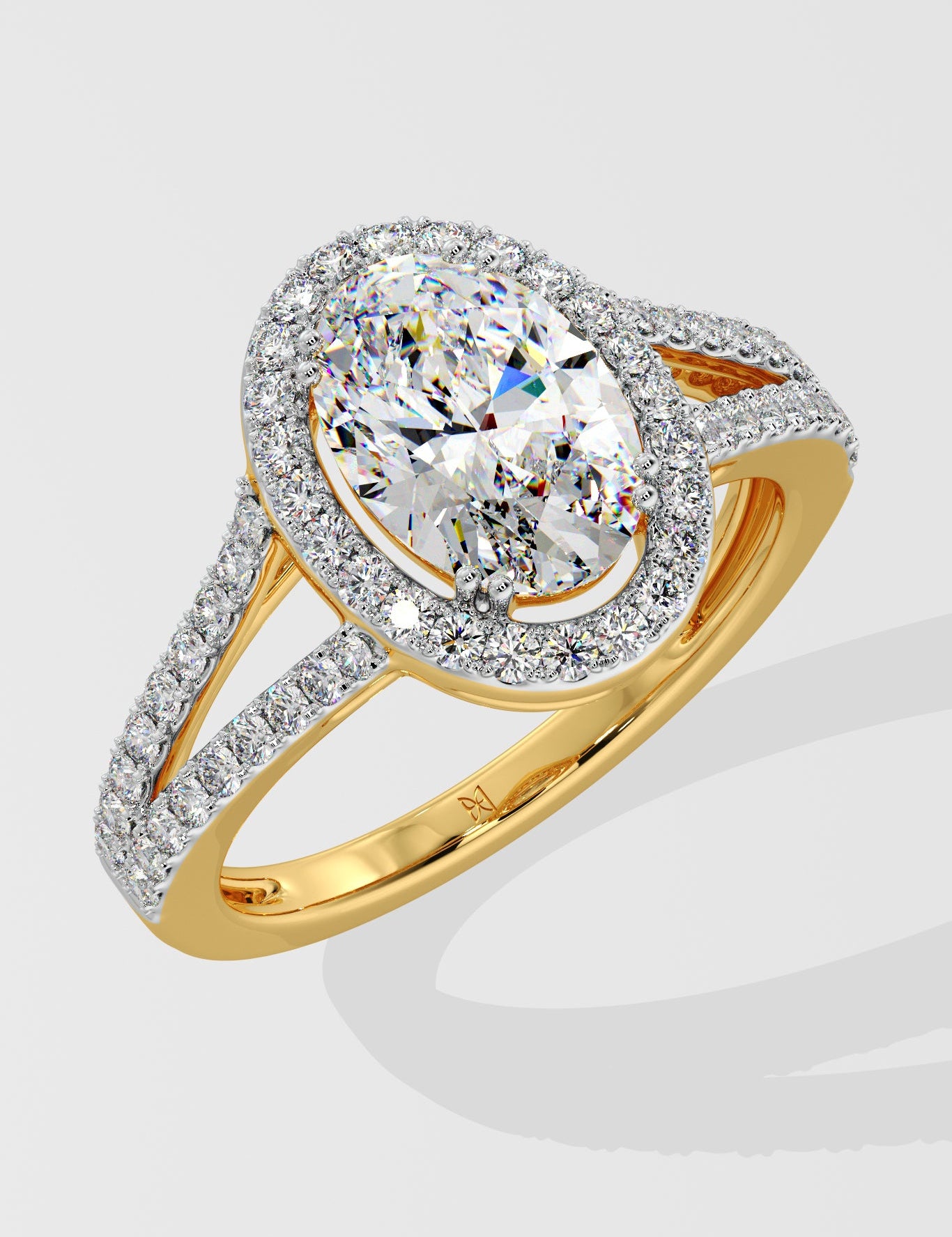 1.5 ct Oval Halo Split Shank Ring - House Of Quadri