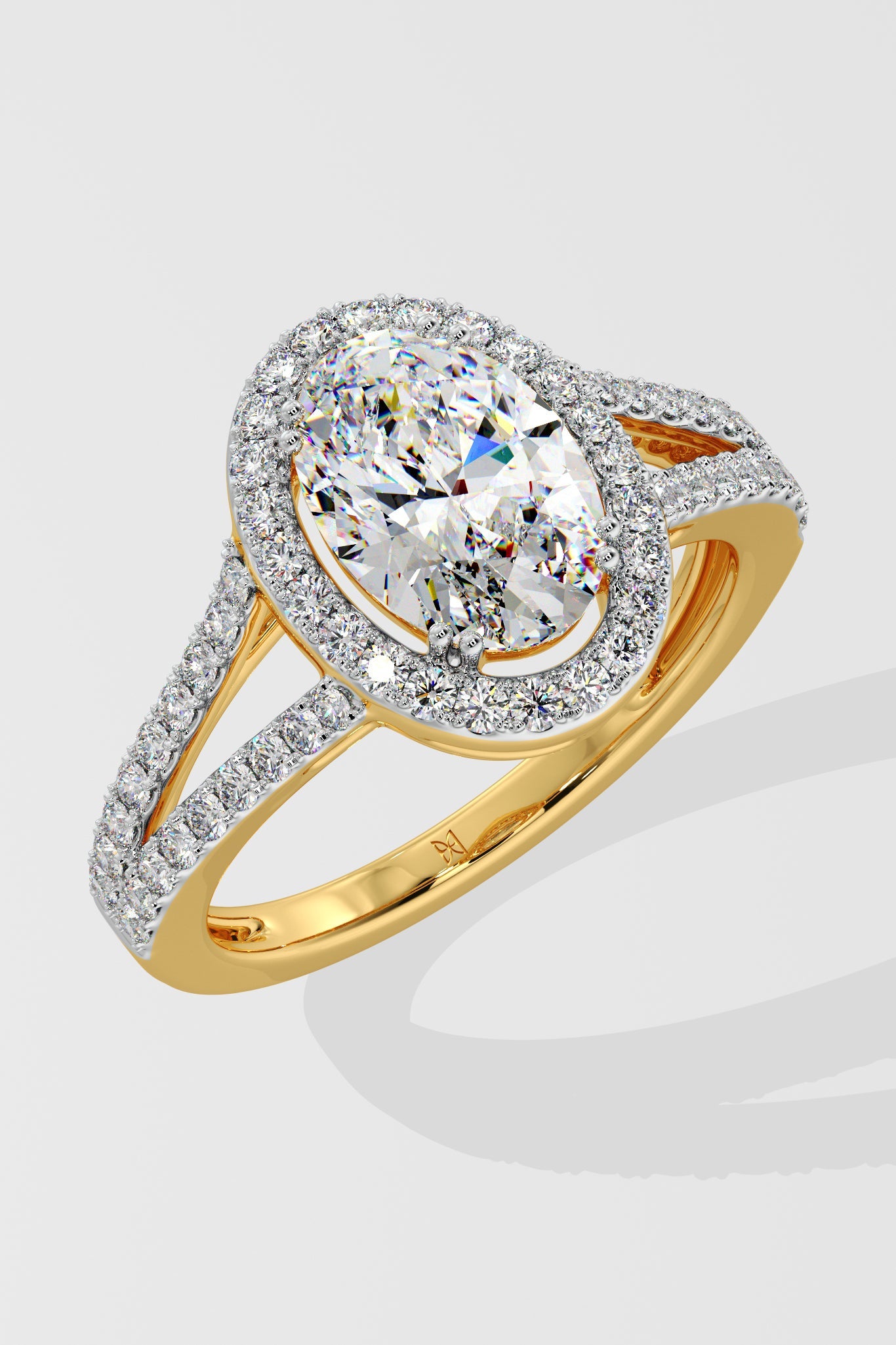 1.5 ct Oval Halo Split Shank Ring - House Of Quadri
