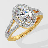 1.5 ct Oval Halo Split Shank Diamond Ring