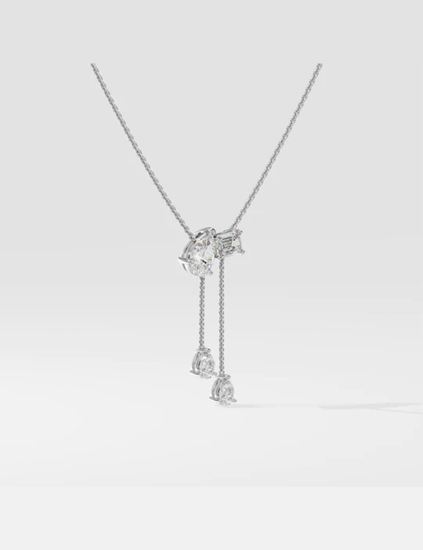 2 Stone Solitaire Necklace With Drops - House of Quadri