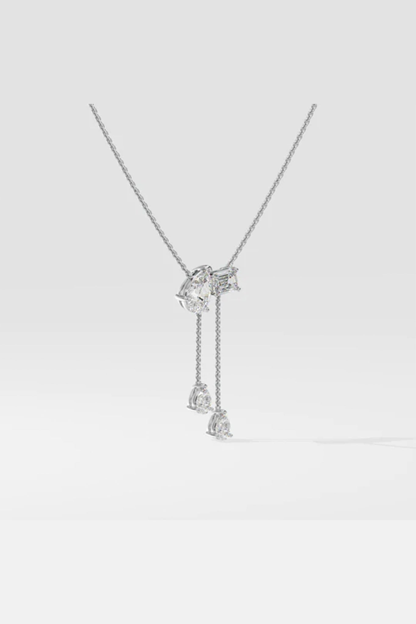 Askew 2 Stone Solitaire Necklace With Drops Close Look House of Quadri