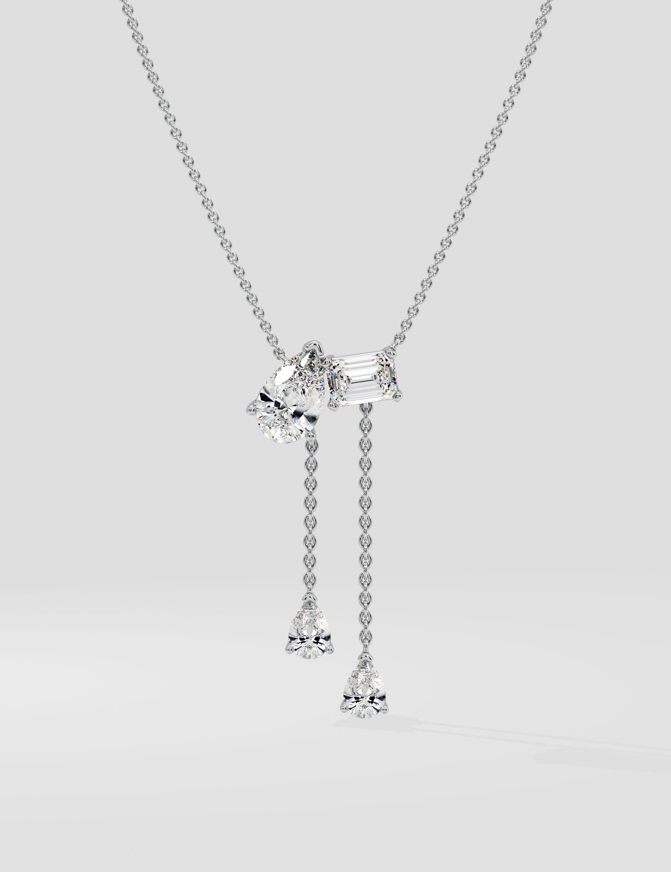 2 Stone Solitaire Necklace With Drops - House Of Quadri