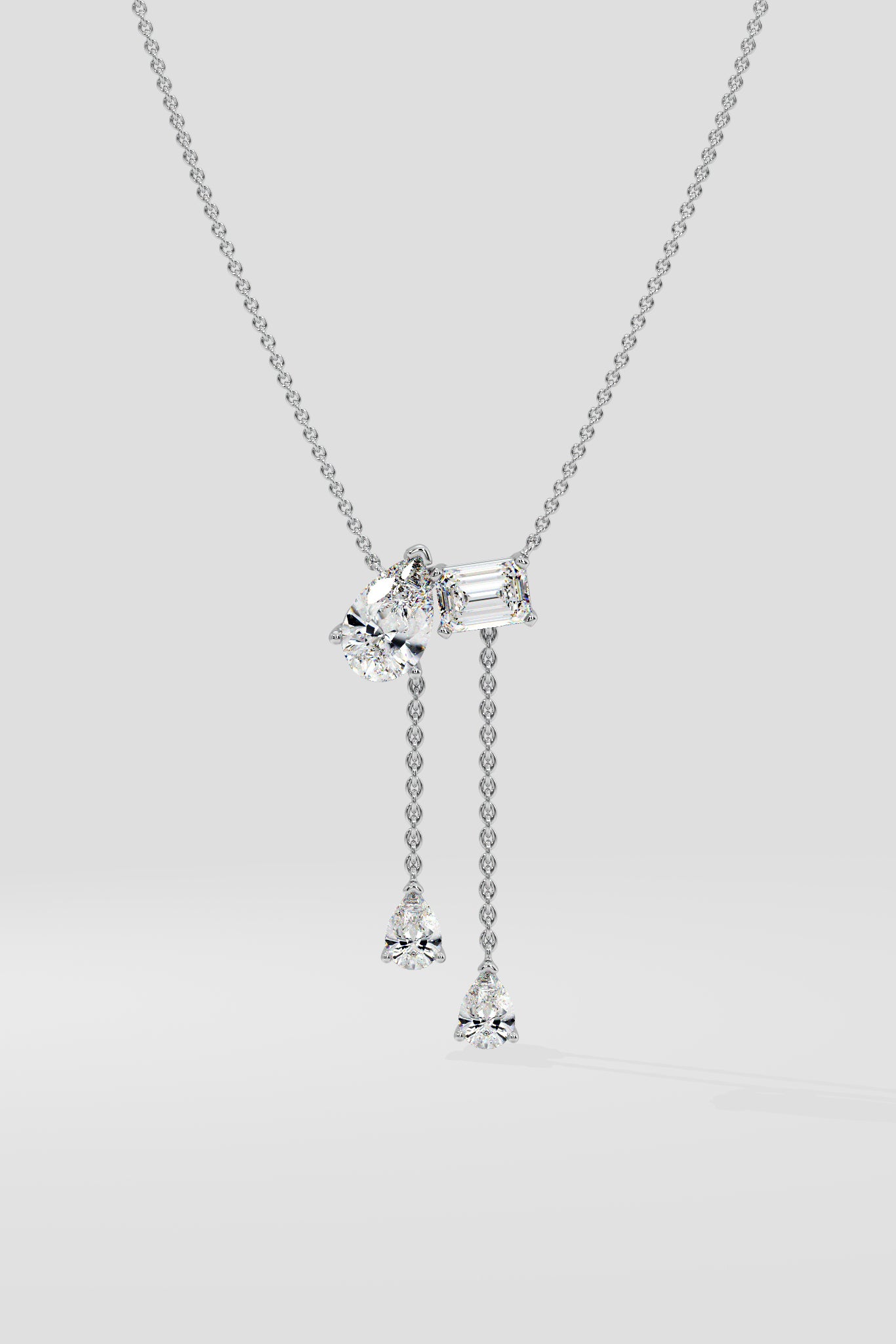 2 Stone Solitaire Necklace With Drops - House Of Quadri