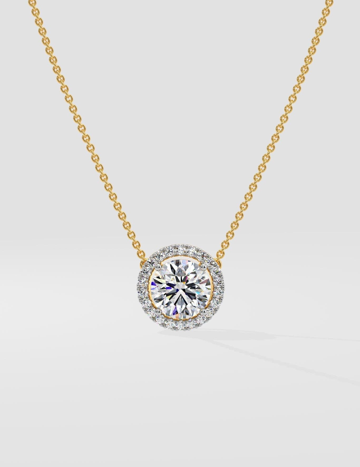 1 ct Halo Solitaire Necklace - House Of Quadri