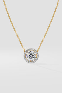 1 ct Halo Solitaire Necklace - House Of Quadri
