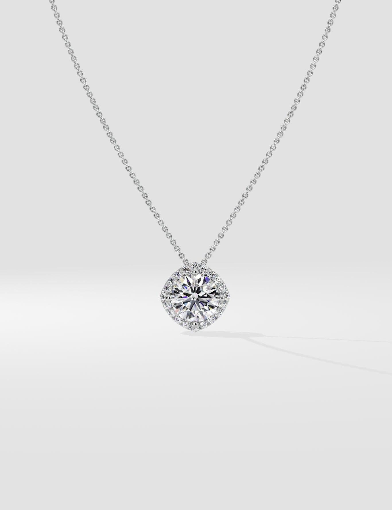 1.5 ct Cushion Halo Pendant - House of Quadri