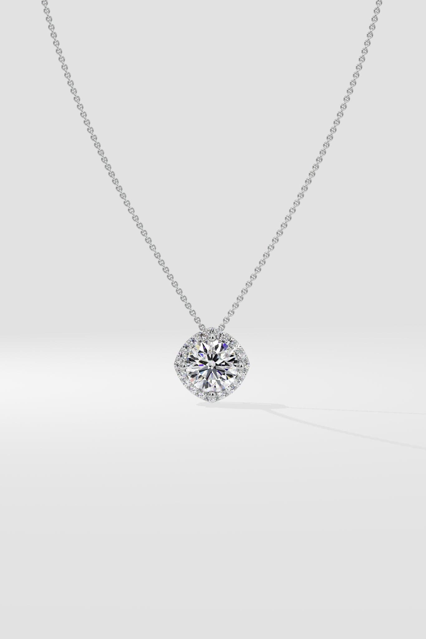 1.5 ct Cushion Halo Pendant - House of Quadri