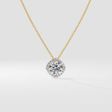 1.5 ct Cushion Halo Pendant