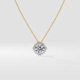 1.5 Ct Cushion Halo Pendant