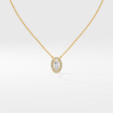 0.50 Ct Moval Halo Necklace