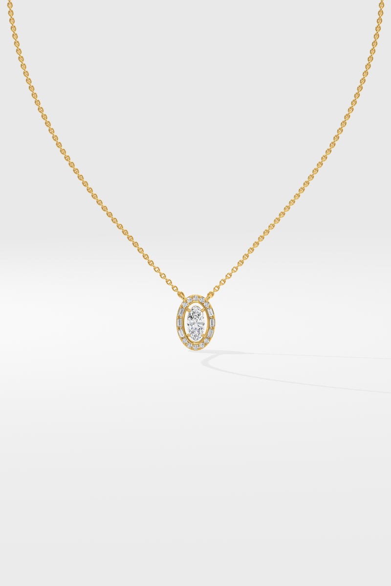 0.50 Ct Moval Halo Necklace