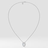 0.50 Ct Moval Halo Necklace