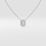 1.50 Ct Emerald Halo Necklace