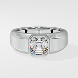 Asscher Solitaire Men's Ring