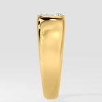 Diamond ring with a central diamond on a white background