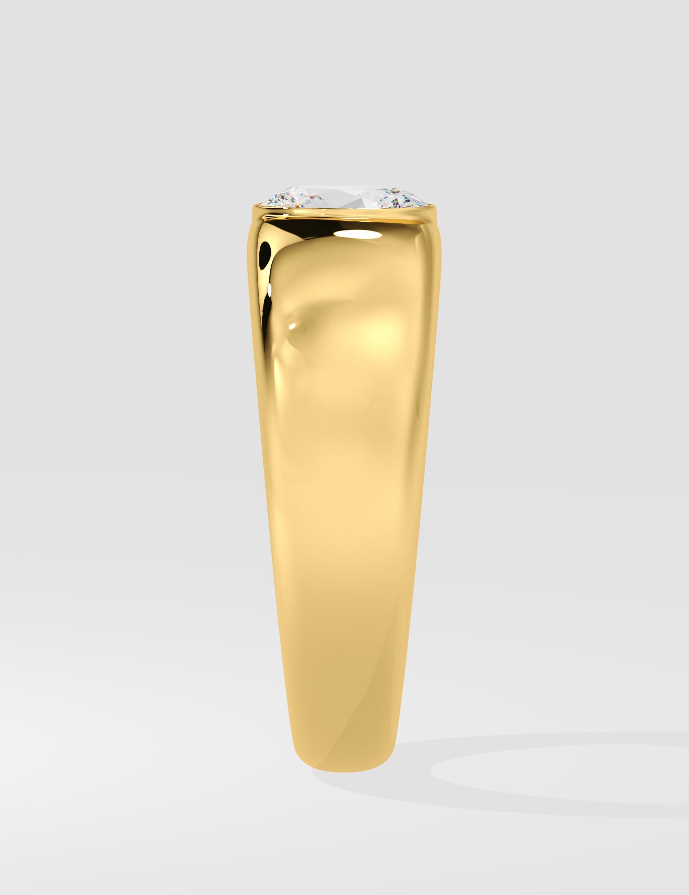 Diamond ring with a central diamond on a white background