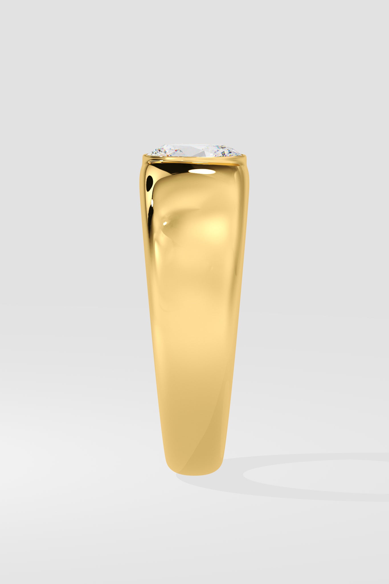 Diamond ring with a central diamond on a white background