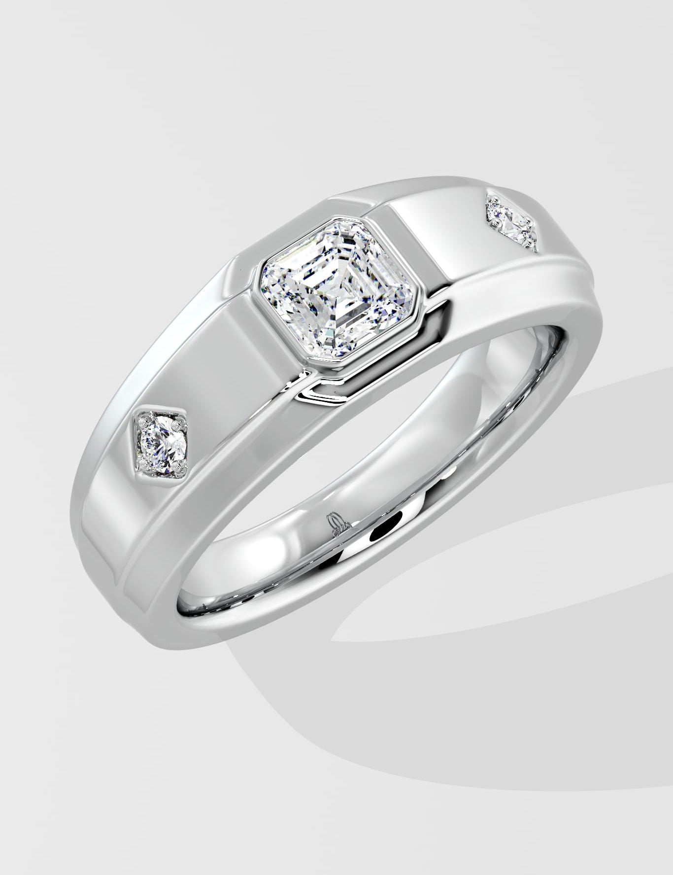 Asscher Accent Men's Ring - House of Quadri
