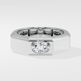 0.75 Ct Cushion Crest Men's Ring - House of Quadri