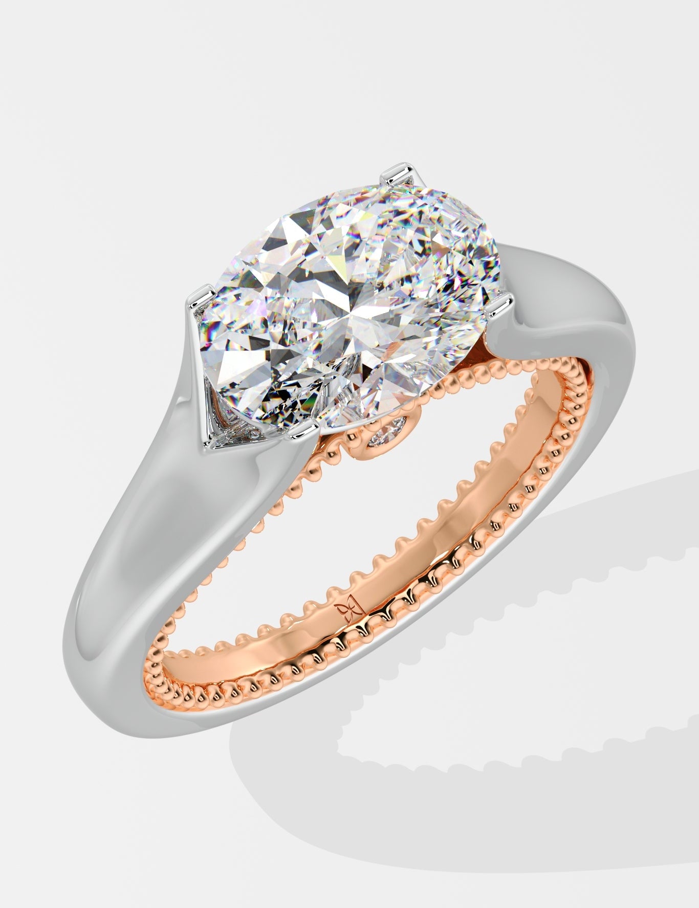 Askew East-West Oval Solitaire Ring - House Of Quadri