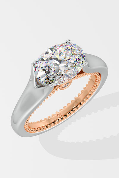 Askew East-West Oval Solitaire Ring - House Of Quadri
