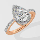 1.5 ct Pear Solitaire Halo Diamond Ring