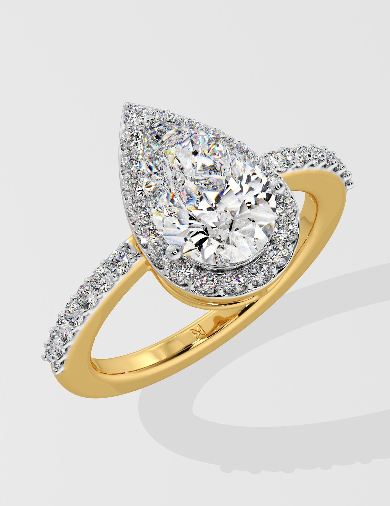 1.5 ct Pear Solitaire Halo Ring - House Of Quadri
