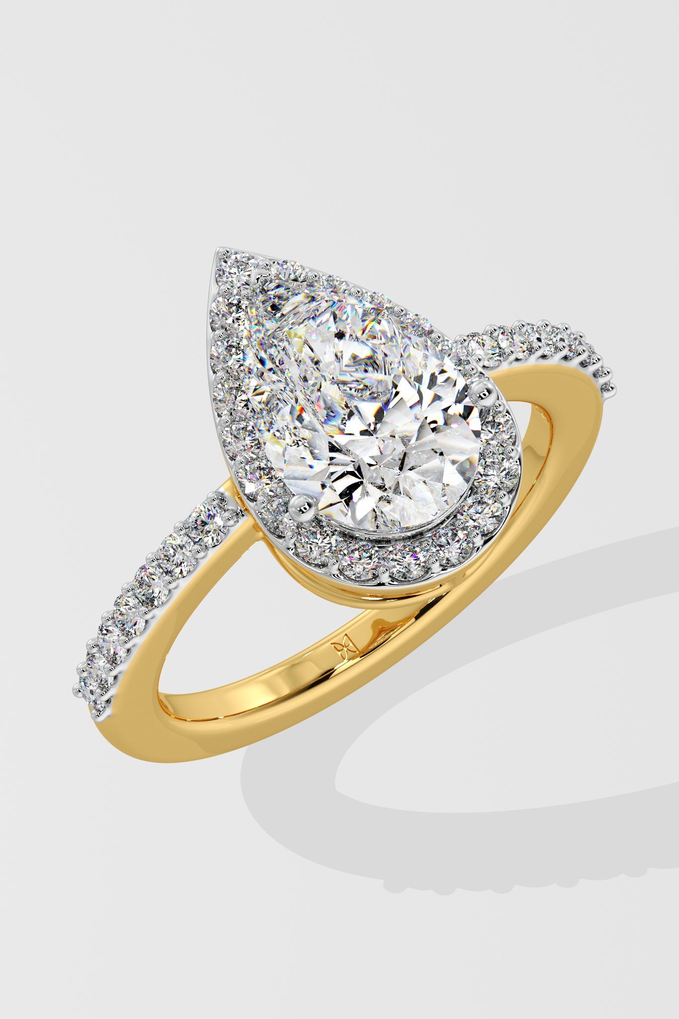 1.5 ct Pear Solitaire Halo Ring - House Of Quadri