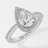 1.5 ct Pear Solitaire Halo Diamond Ring