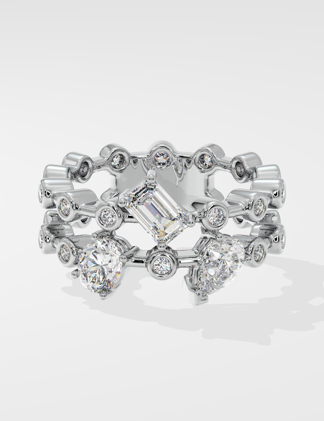 Askew 3 Stone Double Ring - House Of Quadri