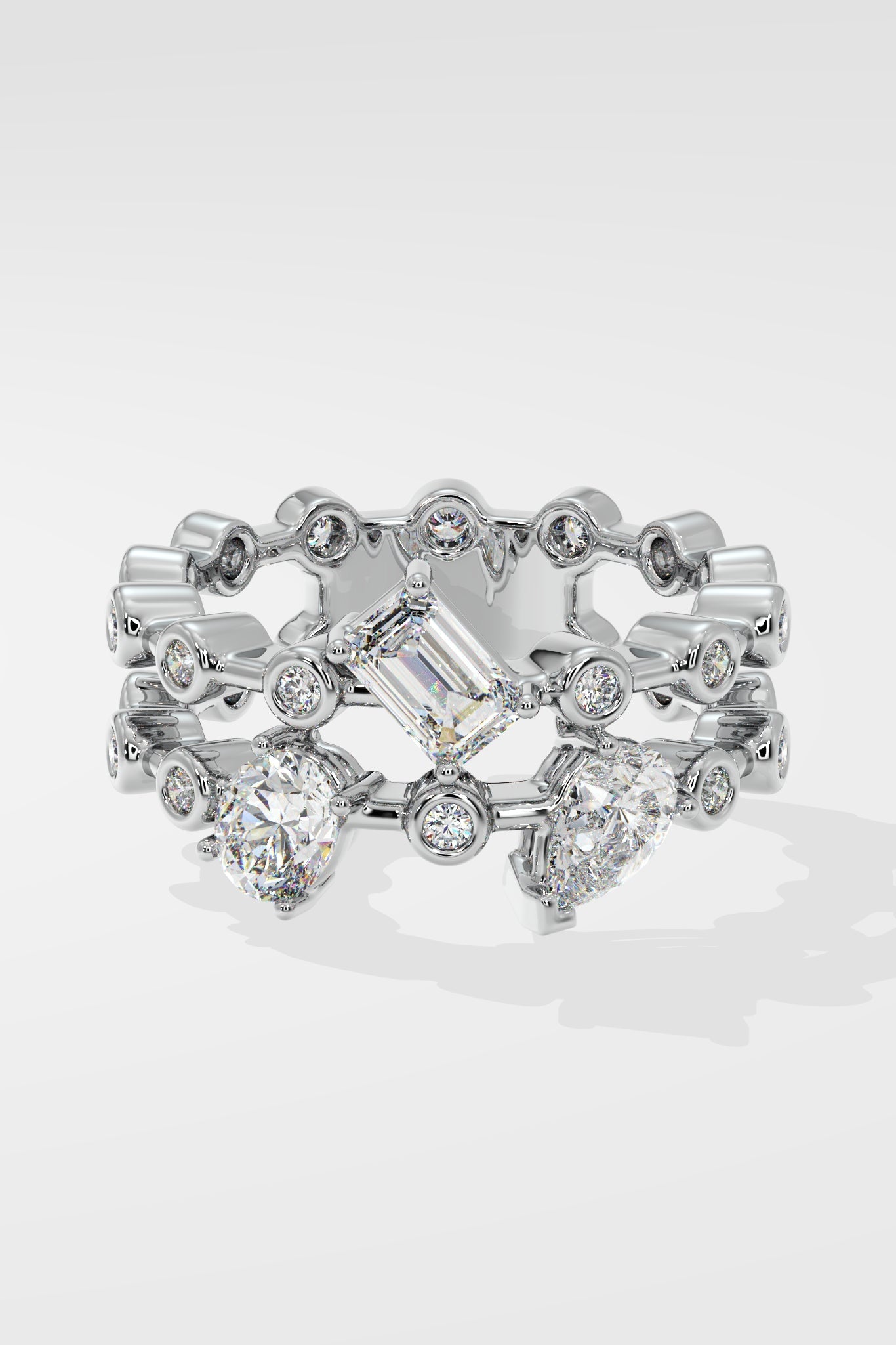 Askew 3 Stone Double Ring - House Of Quadri
