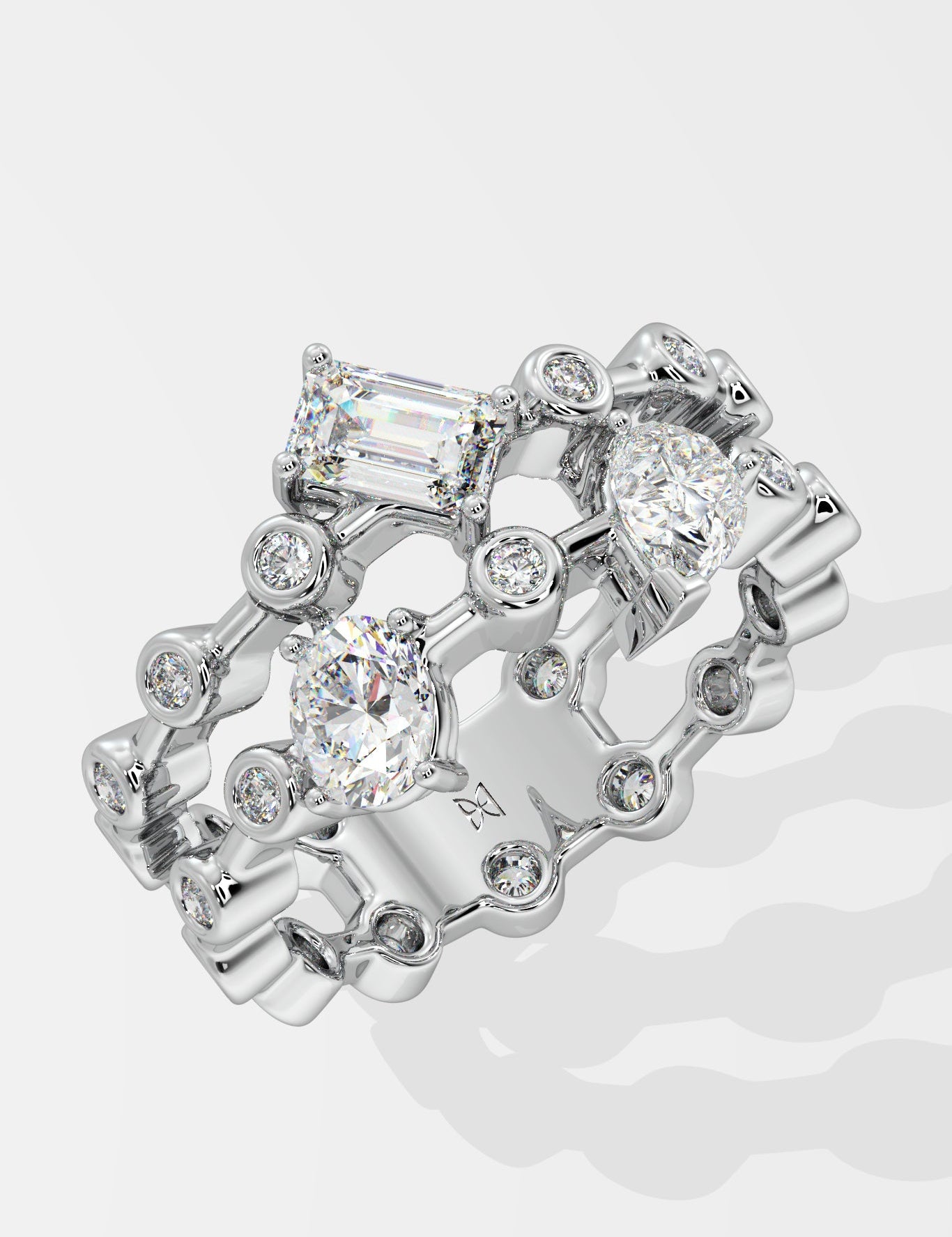 Askew 3 Stone Double Ring - House Of Quadri