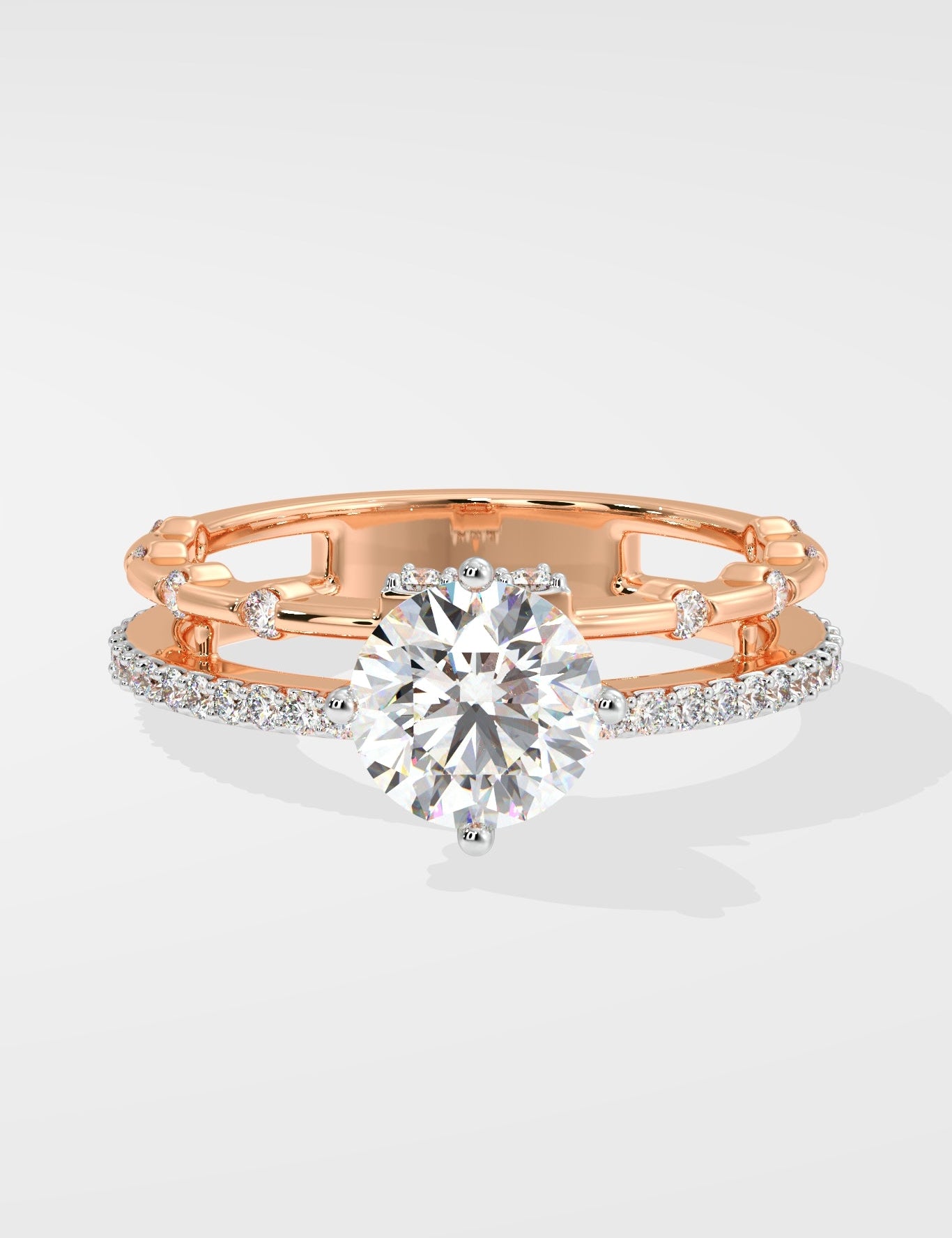 Stellar Twin Row Solitaire Ring - House Of Quadri
