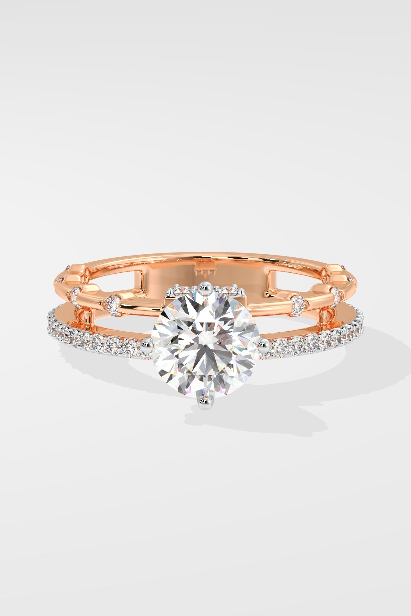 Stellar Twin Row Solitaire Ring - House Of Quadri