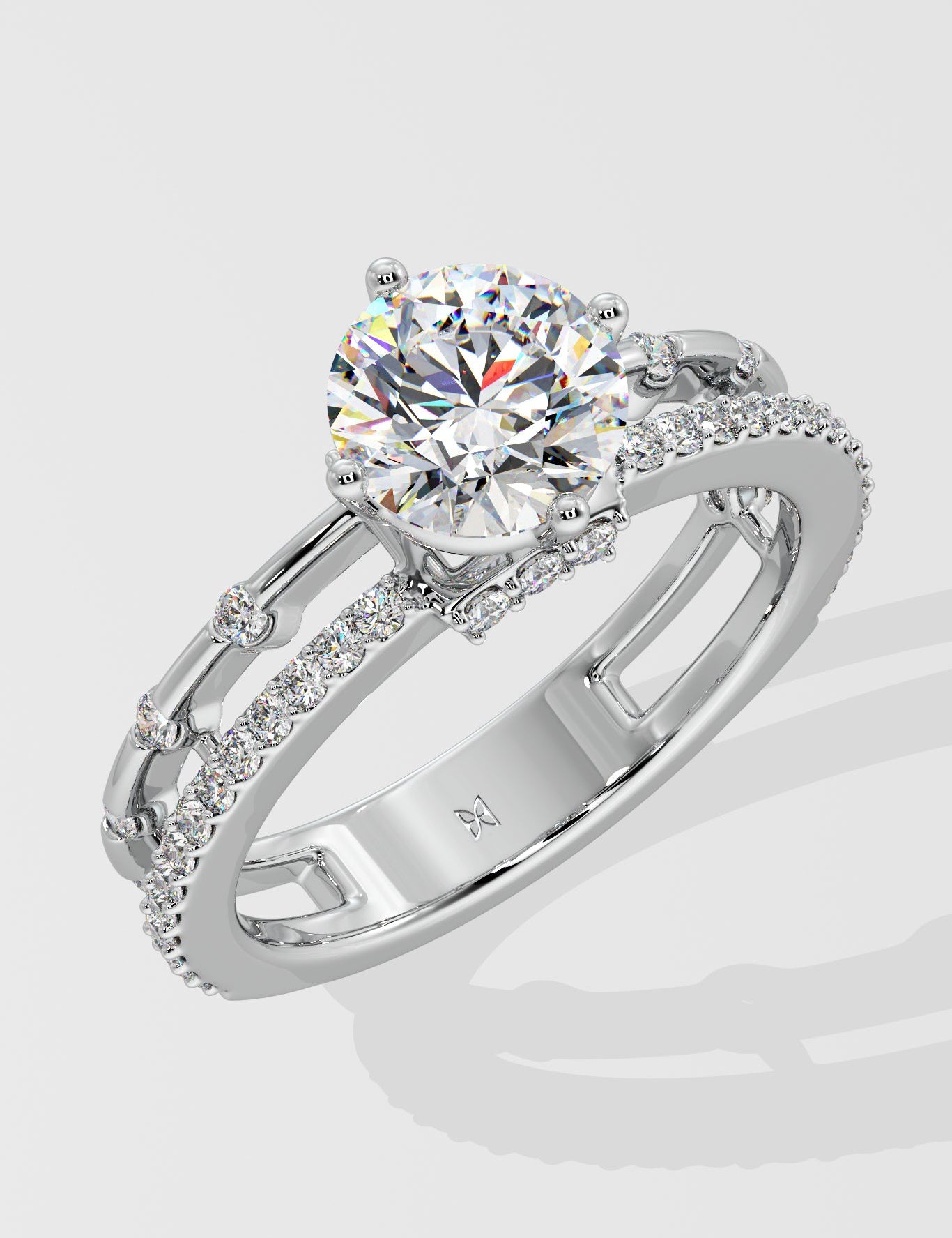 1 ct Twin Row Solitaire Ring - House Of Quadri