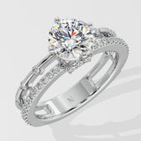 1 ct Twin Row Solitaire Diamond Ring