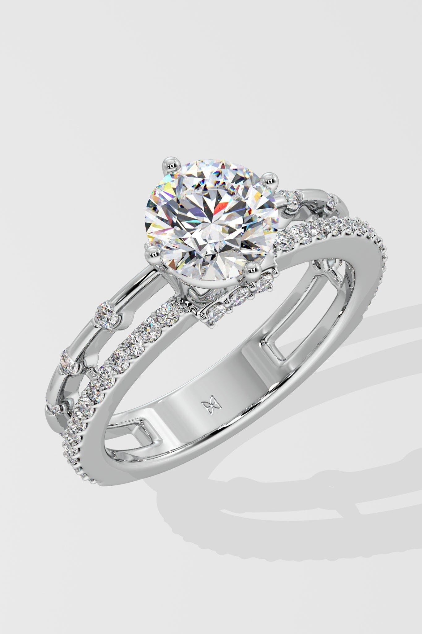 ct Twin Row Solitaire Diamond Ring - Main Image