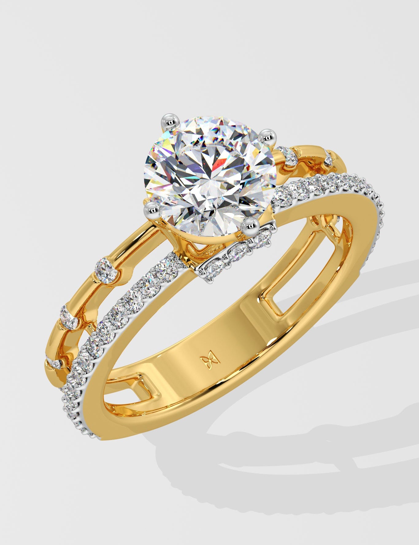 1 ct Twin Row Solitaire Ring - House Of Quadri