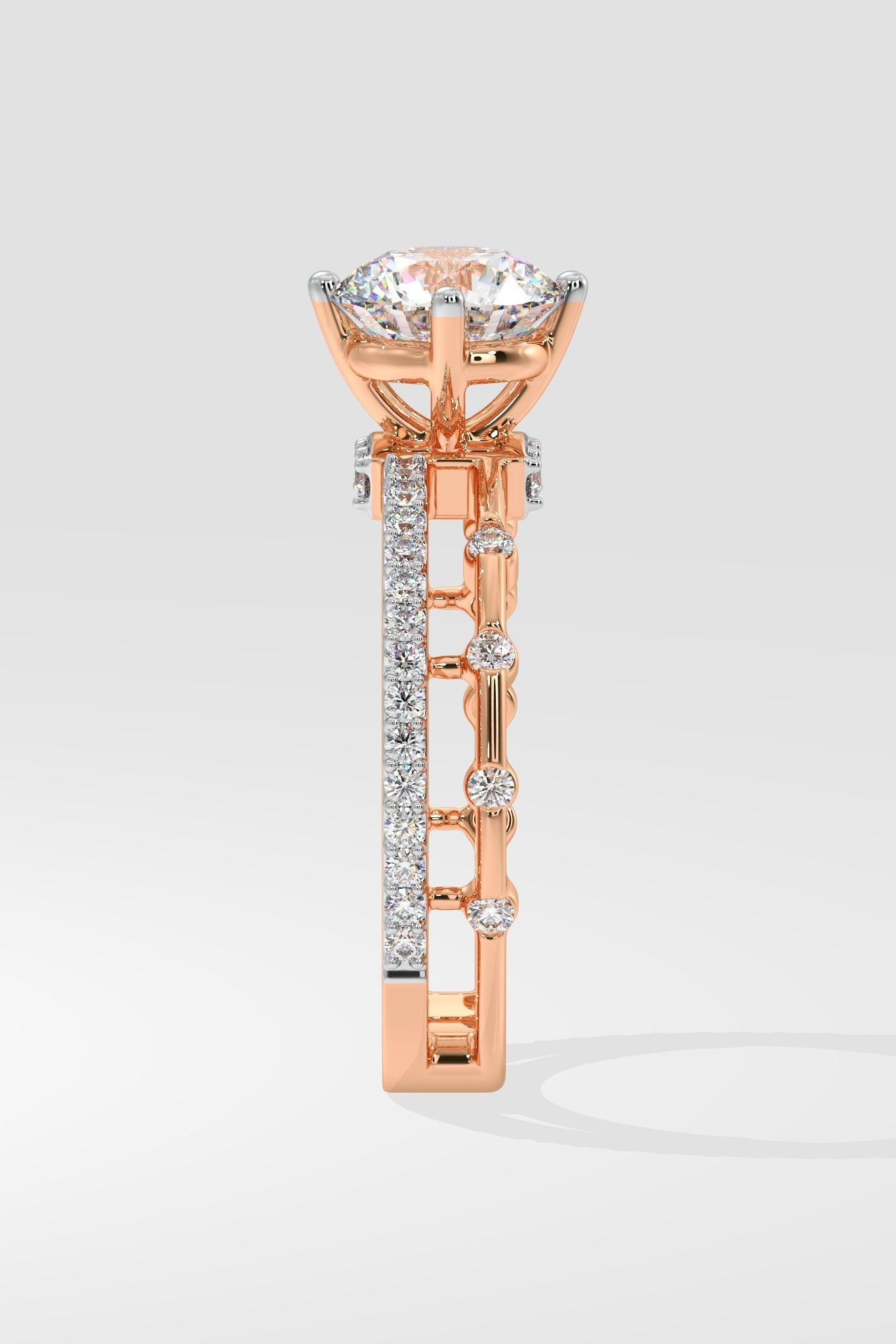 Stellar Twin Row Solitaire Ring - House Of Quadri