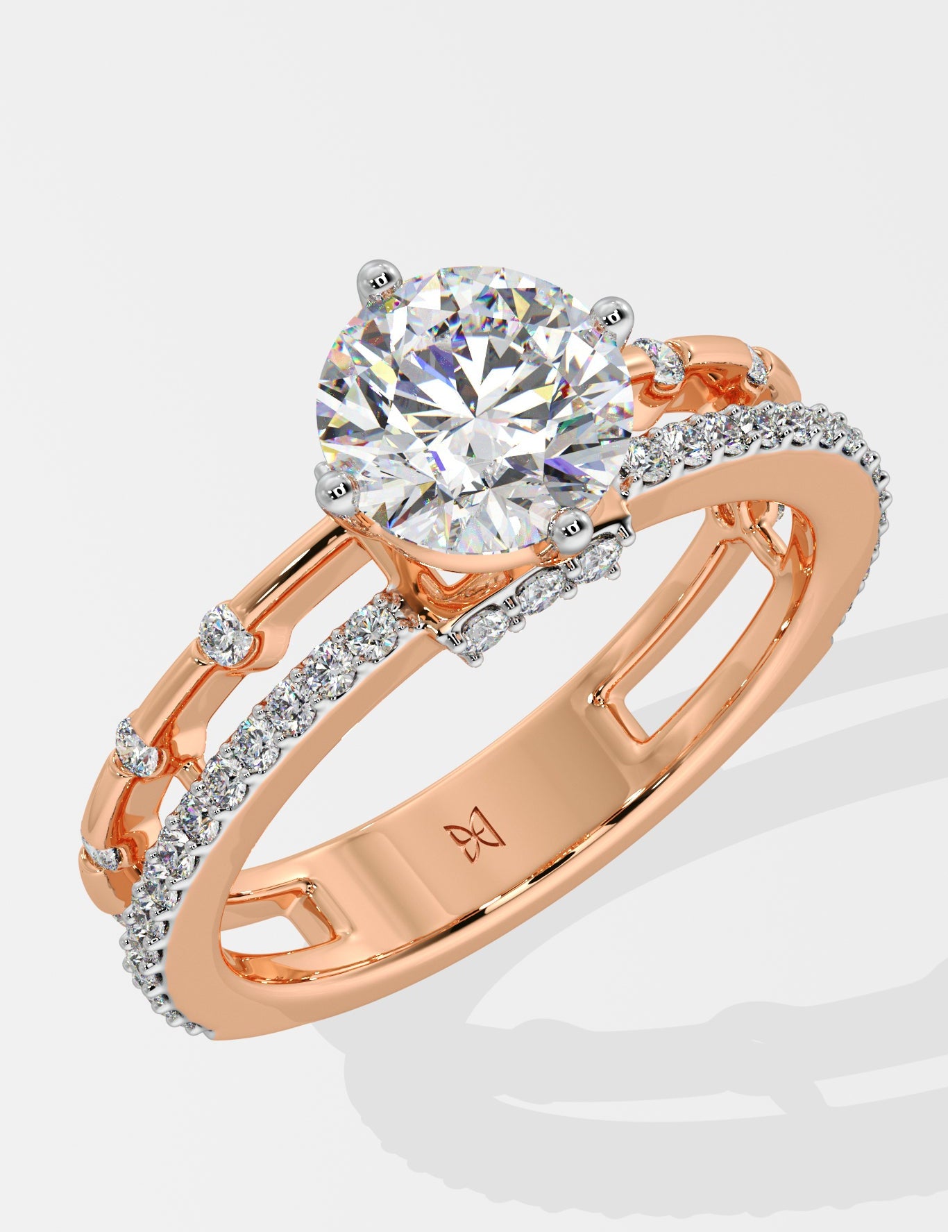 Stellar Twin Row Solitaire Ring - House Of Quadri